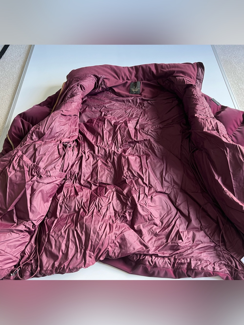 Athleta x Alicia Keys Quilted Burgundy Puffer Jacket with Gold Zippers - Picture 8 of 10